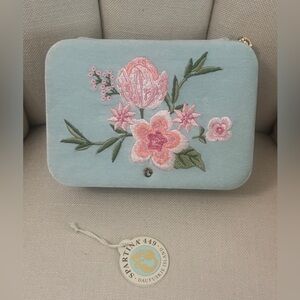 NWT Spartina 449 embroidered jewelry travel case XL